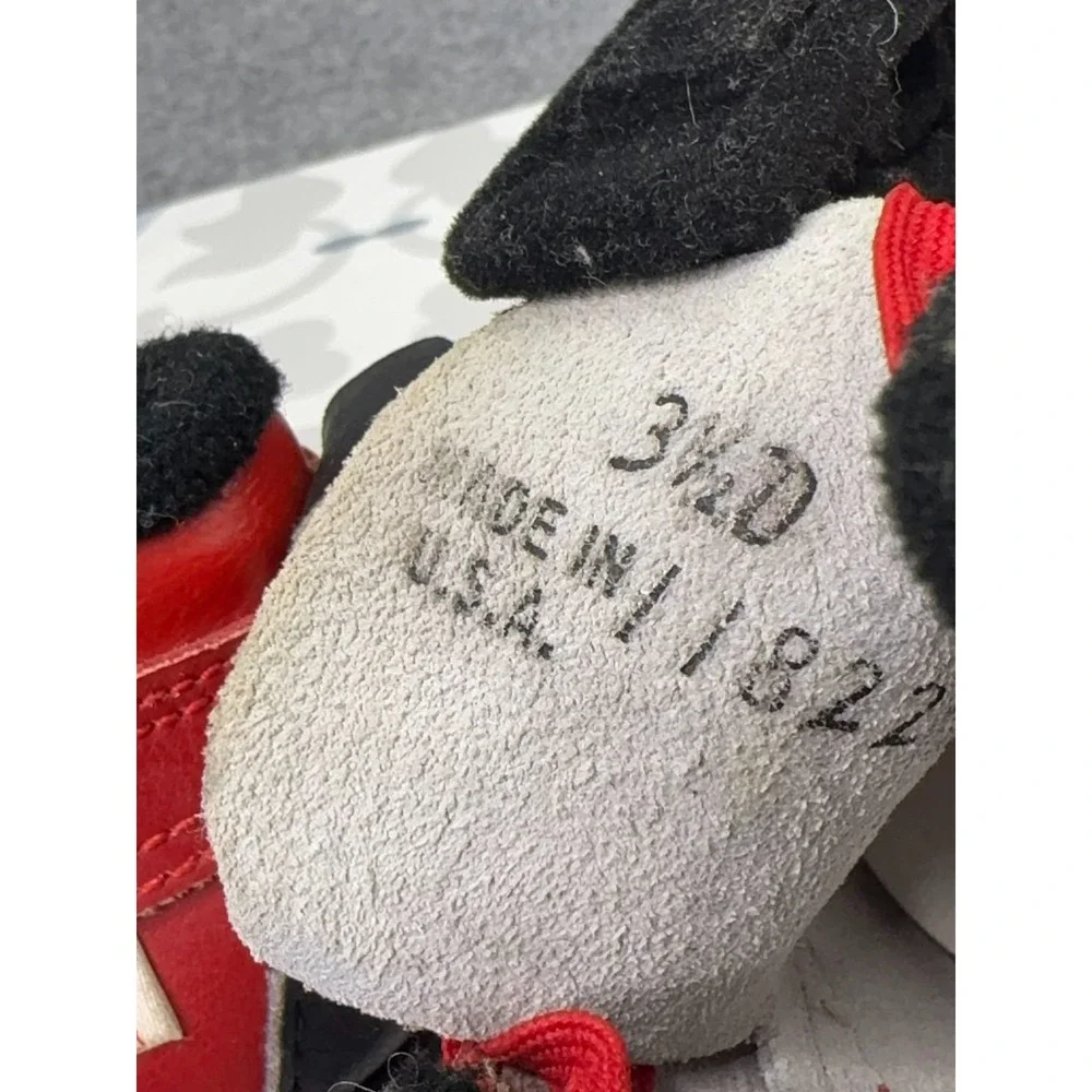 Vintage 80s Baby Deer x McKids Walking Shoes Infant Size 3 1/2 D Red Leather USA